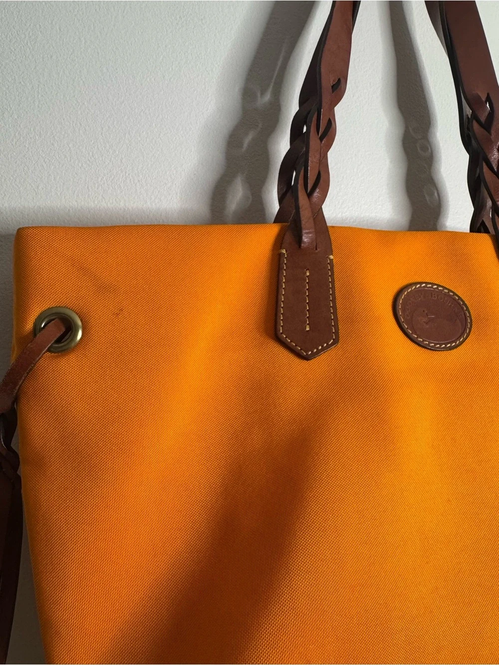Dooney & Bourke Nylon Shopper Tote Orange Yellow Shoulder Bag